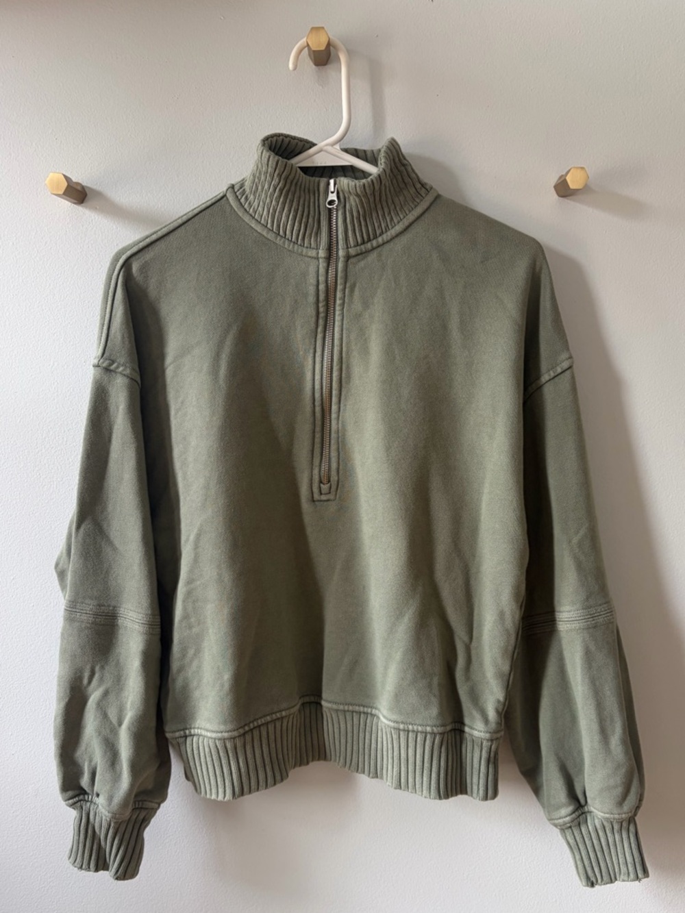 Aerie Green Oversized Half-Zip Sweatshirt - XS